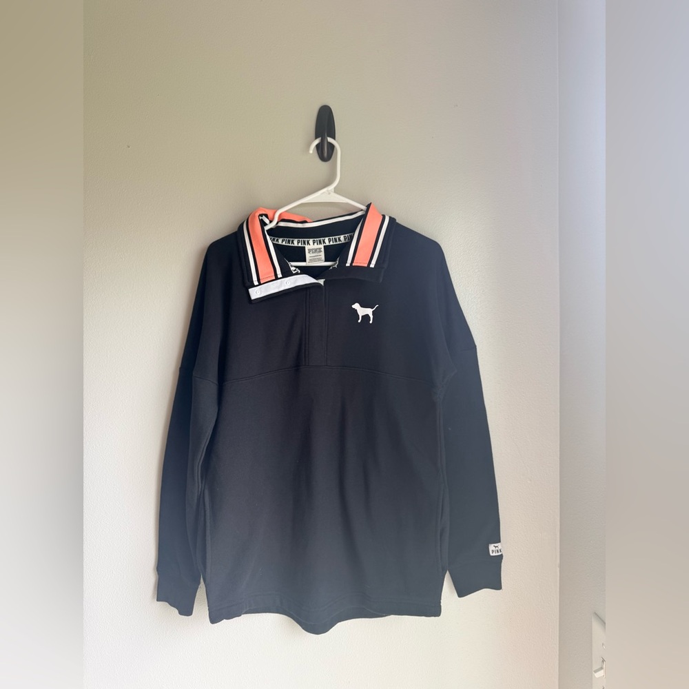 PINK Victoria's Secret Black Quarter Zip Pullover Hoodie XS